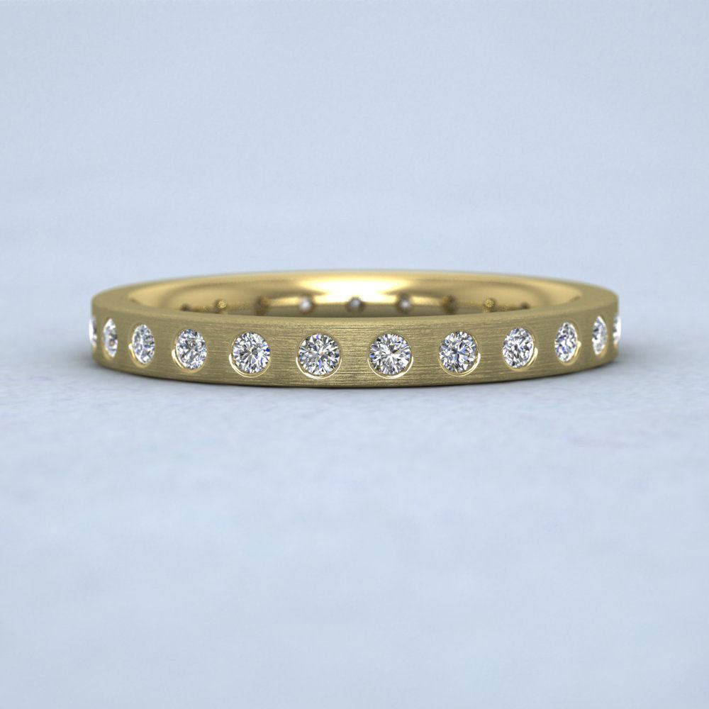 Full Diamond Set 18ct Yellow Gold 2.5mm Wedding Ring With 25 Diamonds Down View