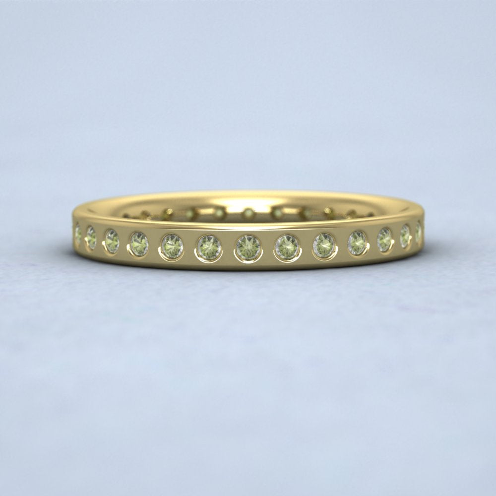 Full Green Sapphire Set 9ct Yellow Gold 2.5mm Wedding Ring Down View