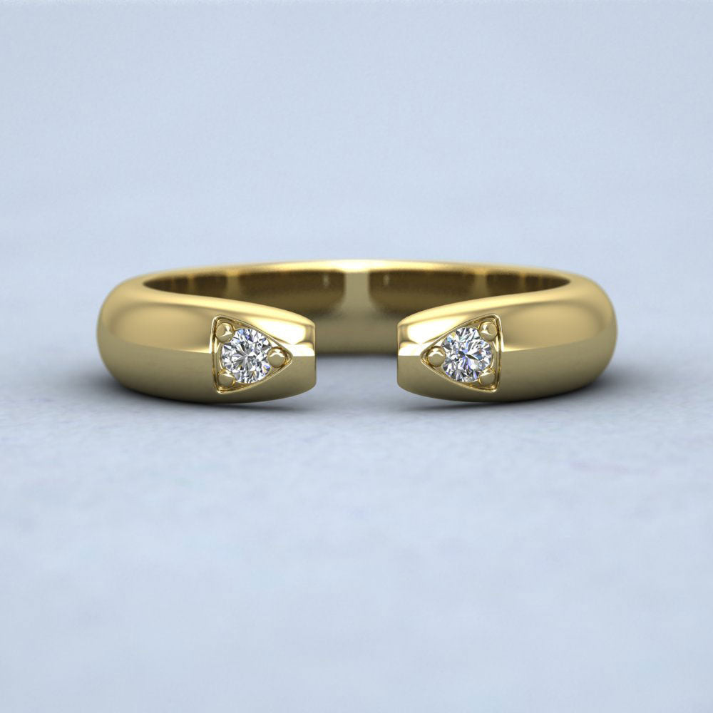 Split Two Diamond Set 9ct Yellow Gold 4mm Wedding Ring