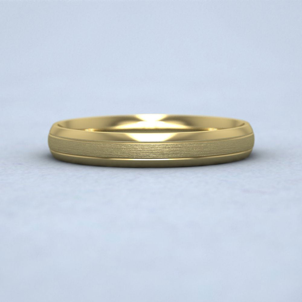 Line Pattern With Shiny And Matt Finish 9ct Yellow Gold 3mm Wedding Ring
