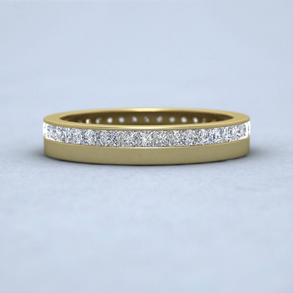 Full Channel Set Princess Cut Diamond 9ct Yellow Gold 3.5mm Wedding Ring