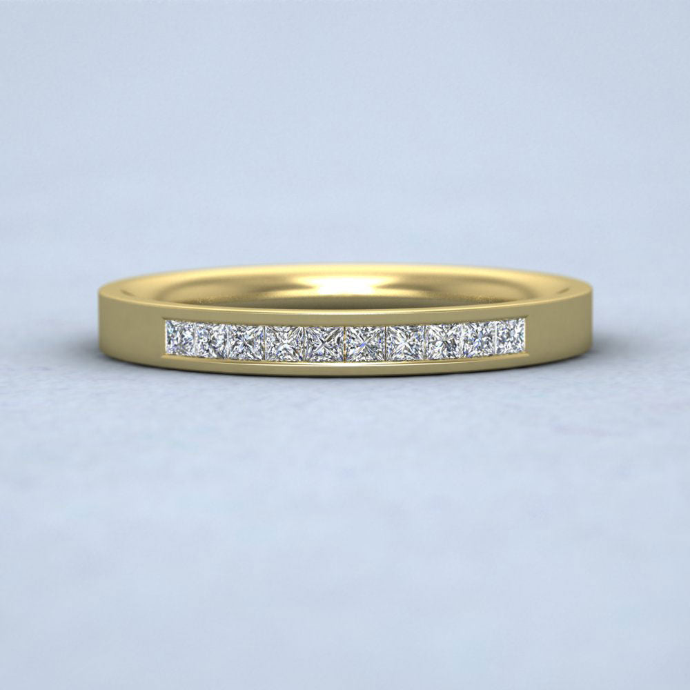 Princess Cut 10 Diamond 0.25ct Channel Set Ring In 9ct Yellow Gold. 2.5mm Wide