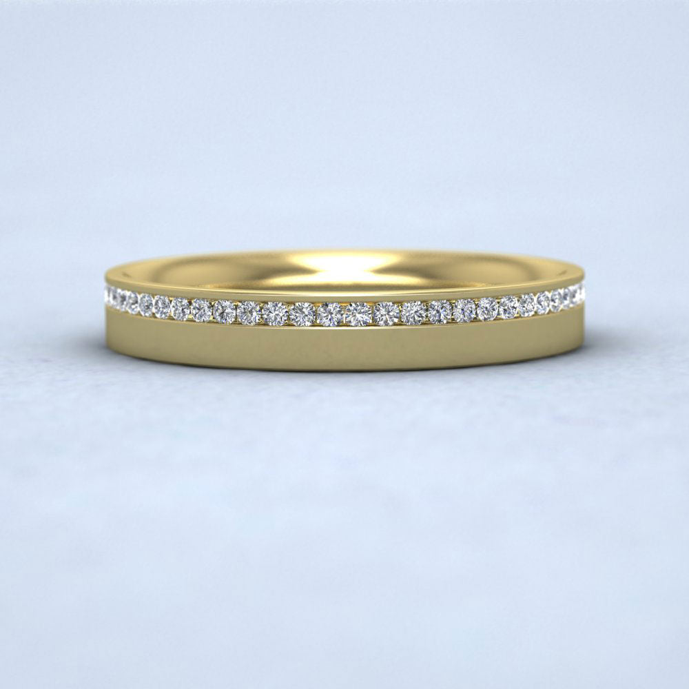Asymmetric Half Channel Set Diamond 18ct Yellow Gold 3mm Ring