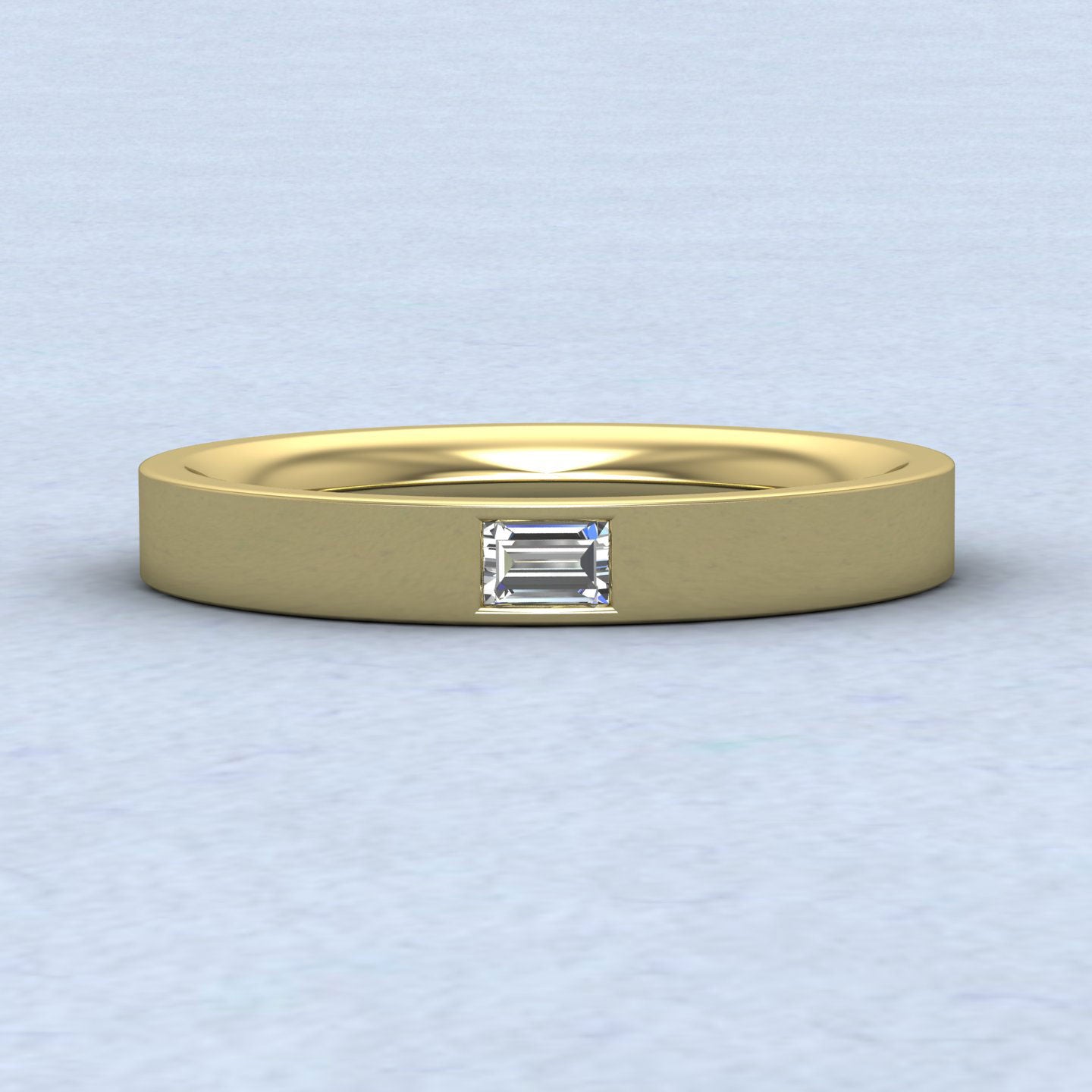 Baguette Diamond Set (0.1ct) 9ct Yellow Gold 3mm Wedding Ring