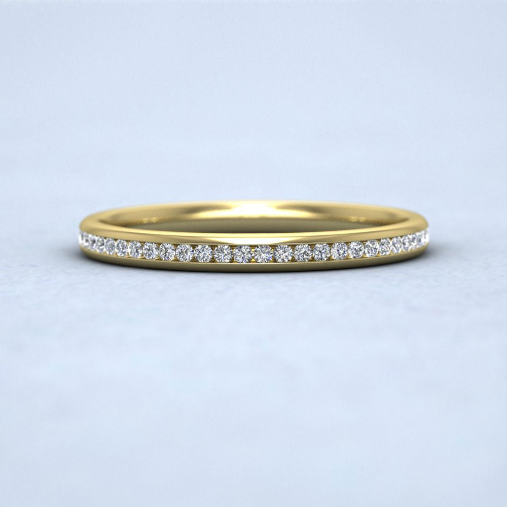 Half Channel Set 0.13ct Round Brilliant Cut Diamond 18ct Yellow Gold 2mm Ring