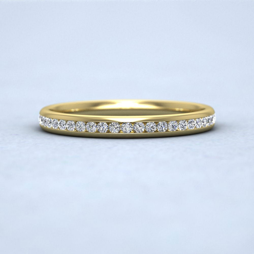 Half Channel Set 0.22ct Round Brilliant Cut Diamond 9ct Yellow Gold 2.25mm Ring