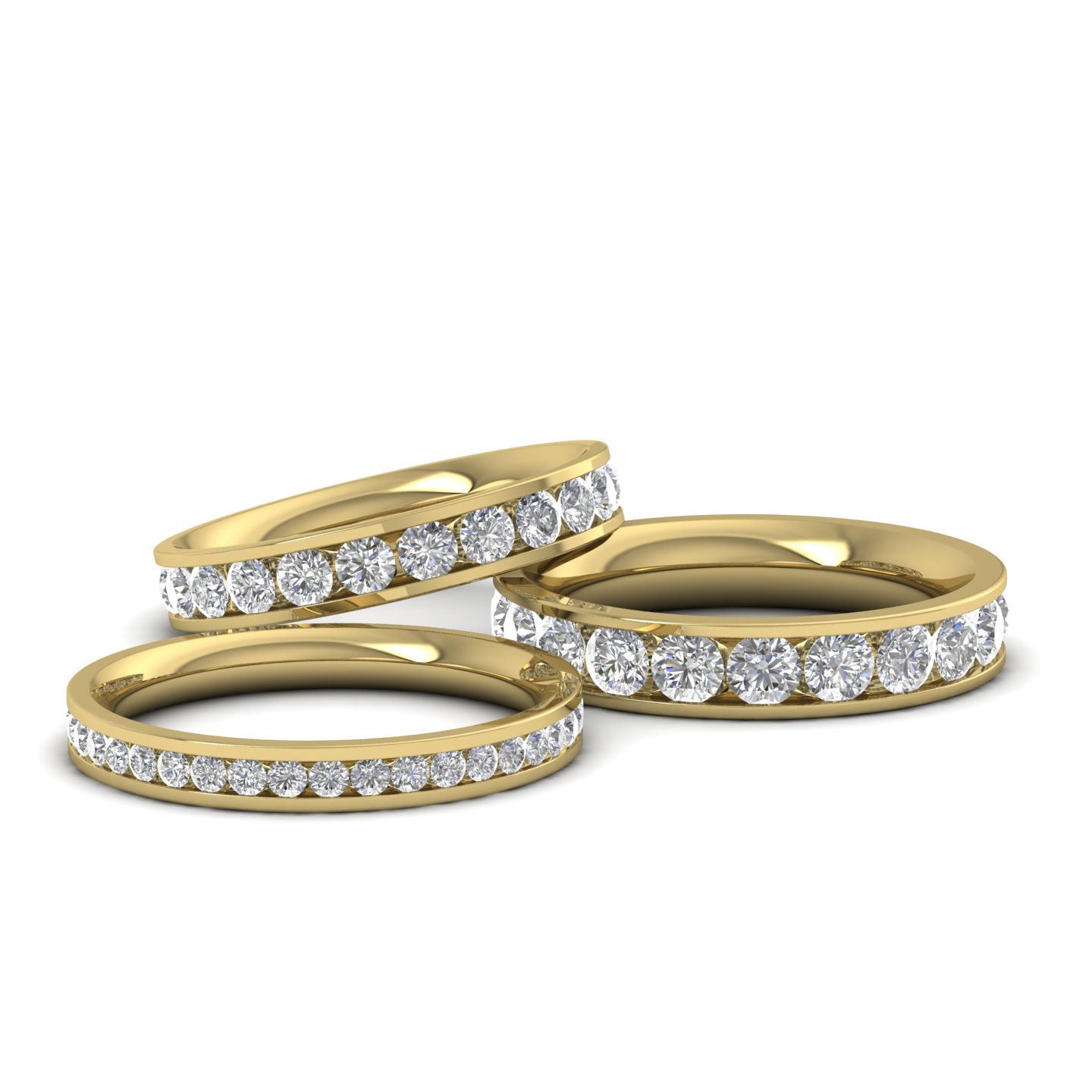 Full Channel Set 2ct Round Brilliant Cut Diamond 9ct Yellow Gold 4mm Ring