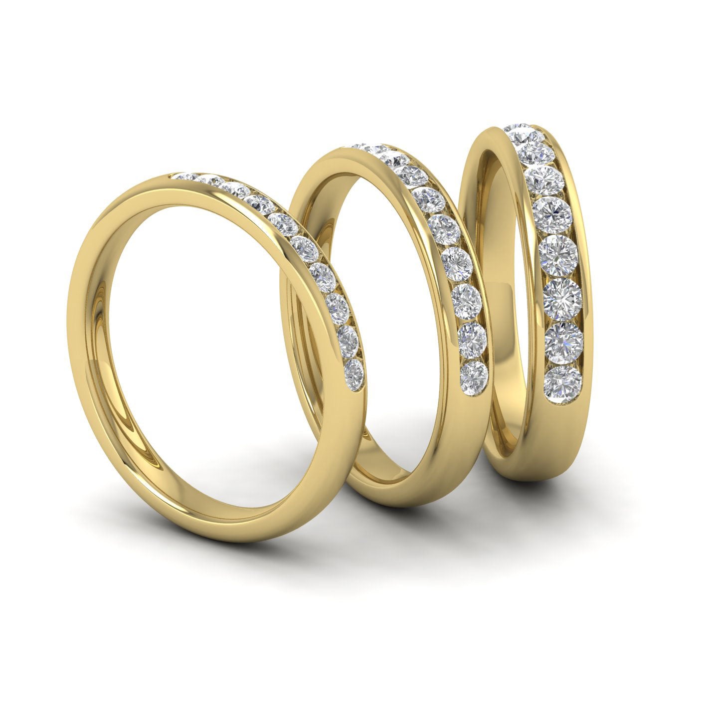Ten Stone 0.3ct Channel Set Diamond 18ct Yellow Gold 3mm Ring