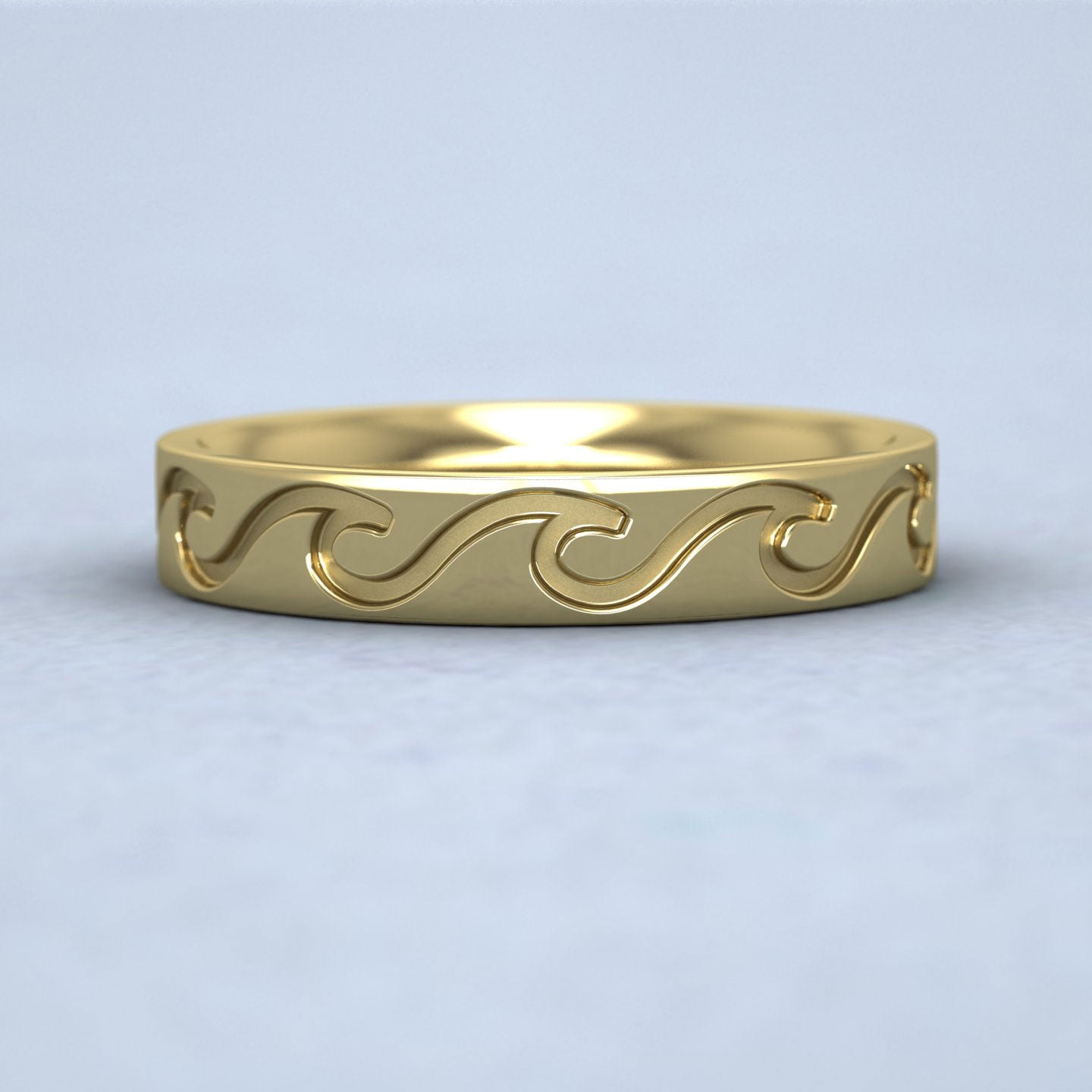 Wave Pattern 9ct Yellow Gold 4mm Wedding Ring
