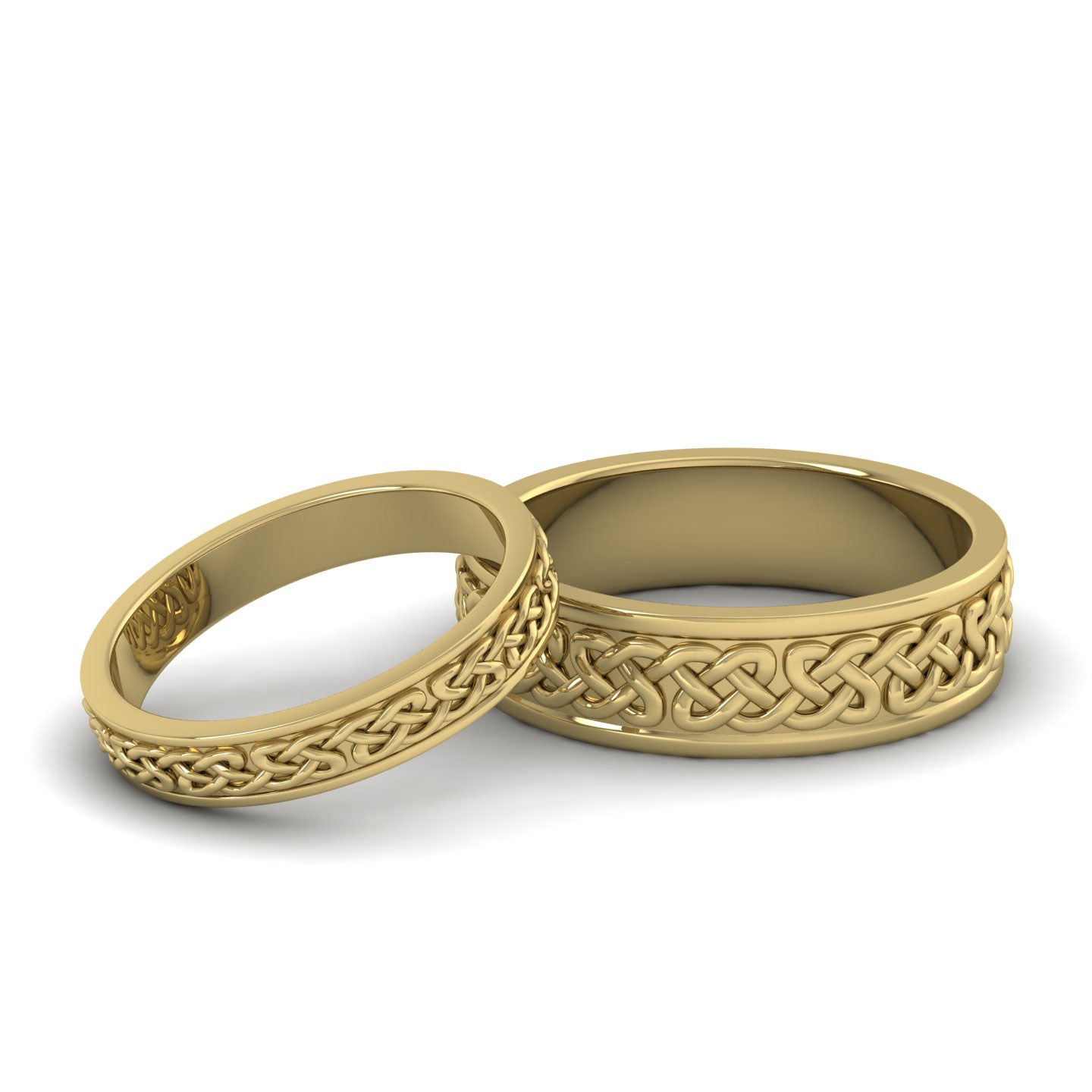 Celtic Pattern With Edge Flat 14ct Yellow Gold 4mm Wedding Ring