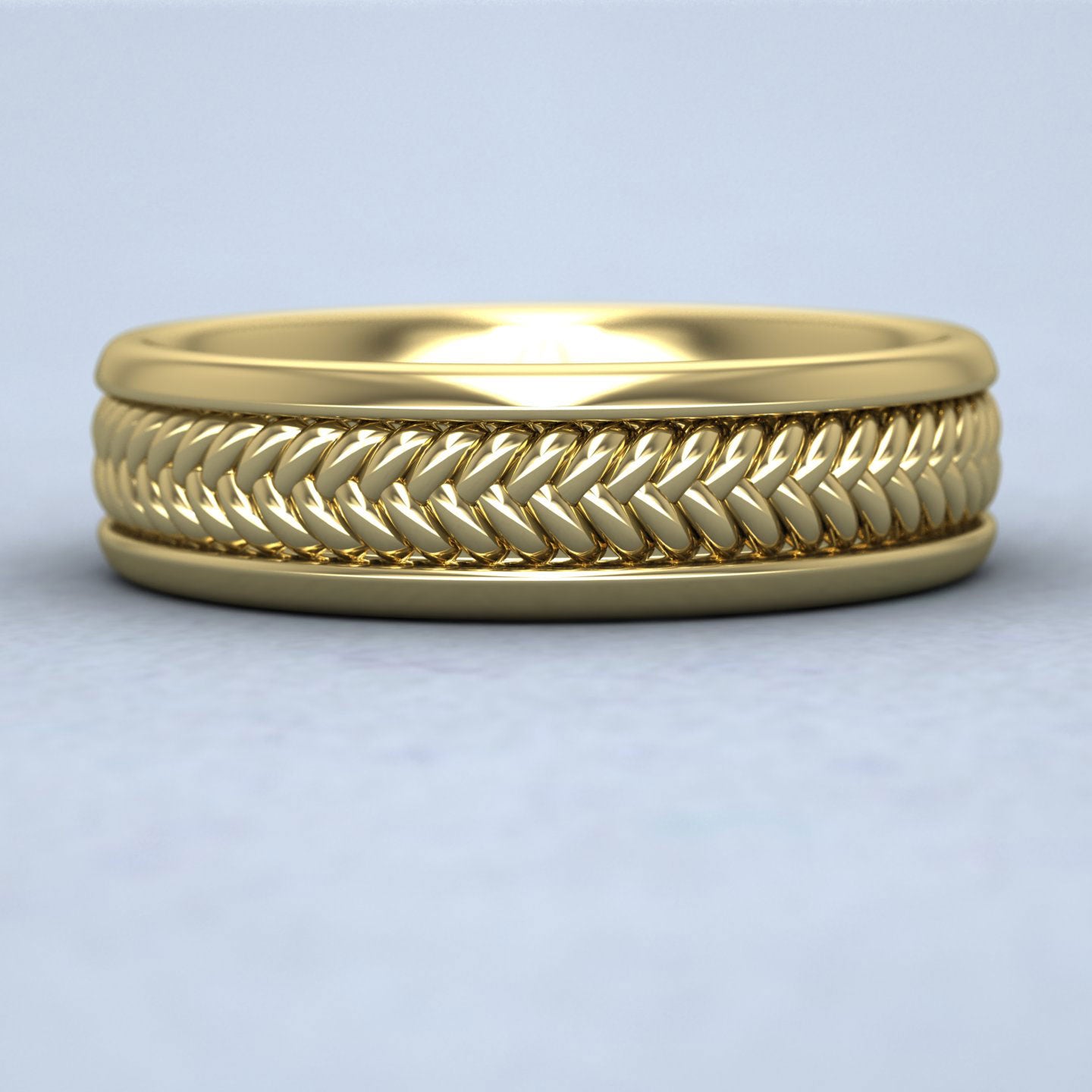 Braided Pattern 18ct Yellow Gold 6mm Wedding Ring