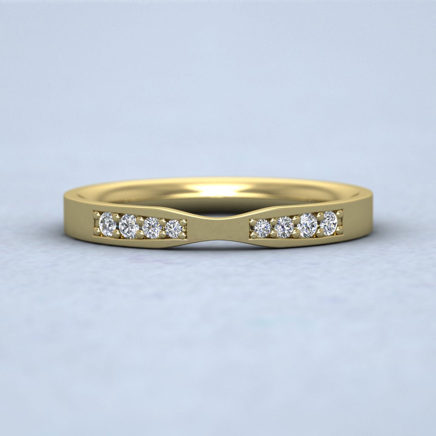 Pinch Shaped Wedding Ring In 9ct Yellow Gold 2.5mm Wide