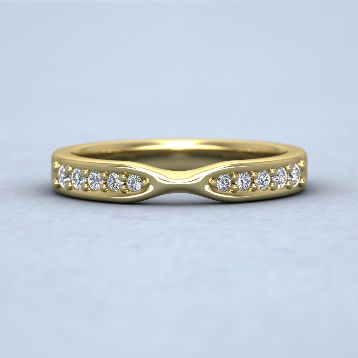 Pinch Design Wedding Ring With Diamonds 22ct Yellow Gold 3mm Wedding Ring