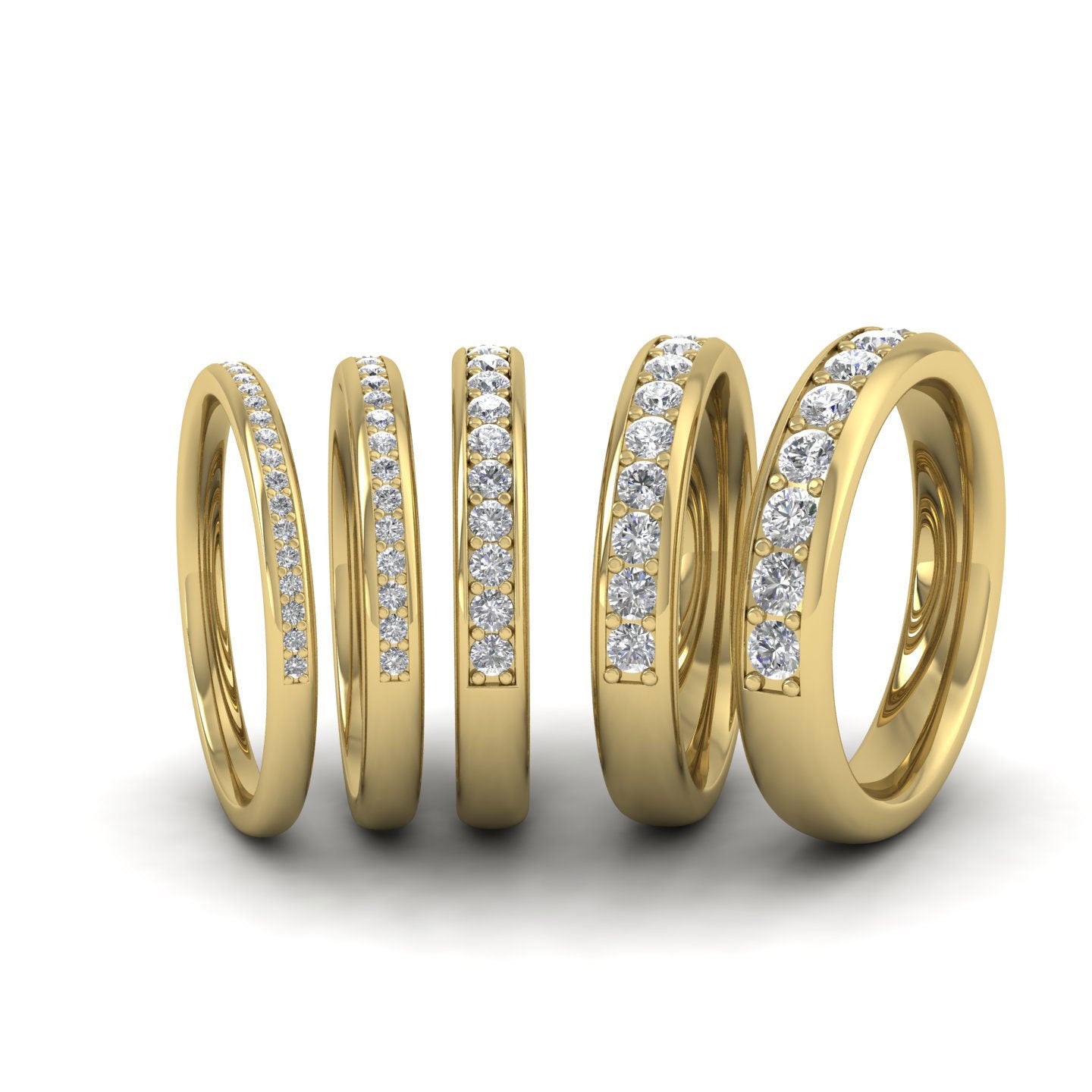 Half Bead Set 0.52ct Round Brilliant Cut Diamond 18ct Yellow Gold 3.5mm Ring