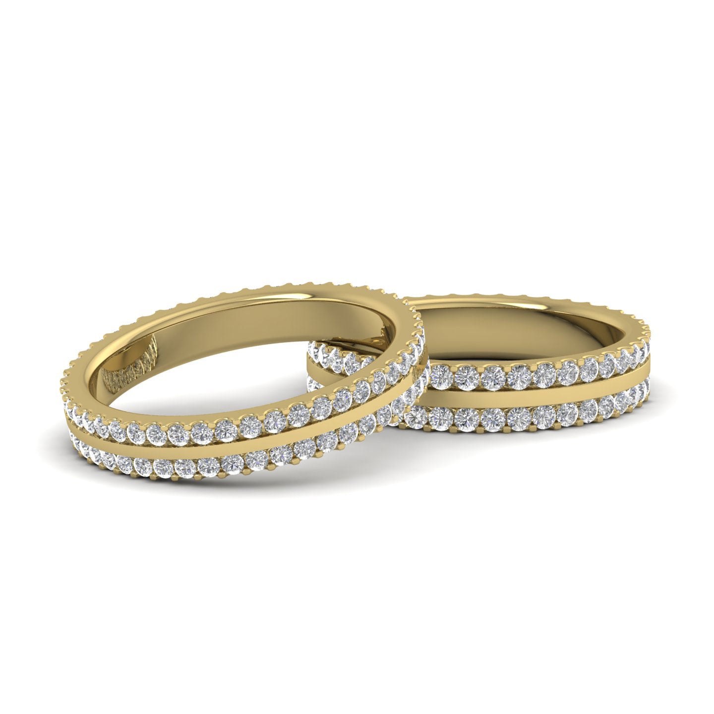 Double Edge Claw Fully Set Diamond Ring (1ct) In 9ct Yellow Gold