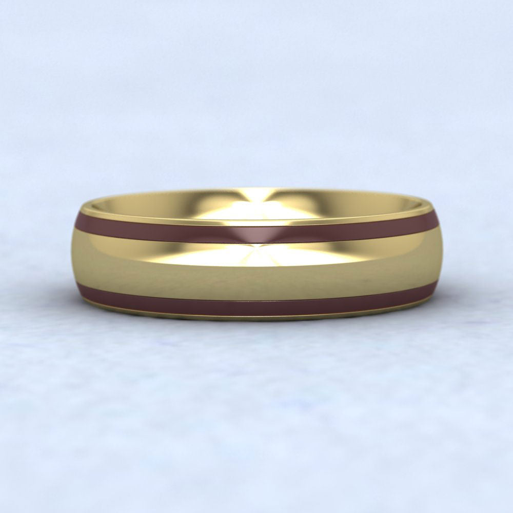Sienna Enamelled Line 18ct Yellow Gold 6mm Wedding Ring Down View