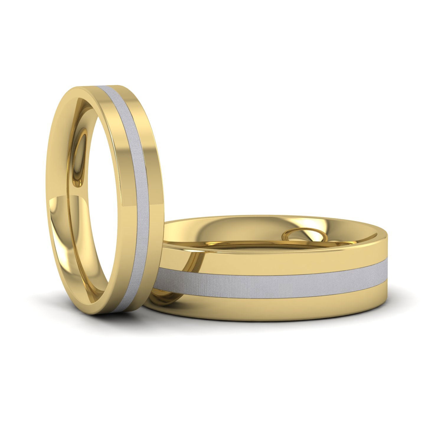 Thirds Two Colour Flat 18ct Yellow And White Gold 6mm Wedding Ring