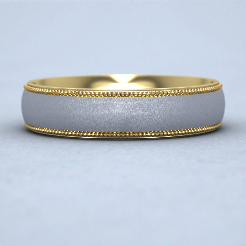 Two Colour 18ct Yellow And White Gold 5mm Millgrain Edge Wedding Ring