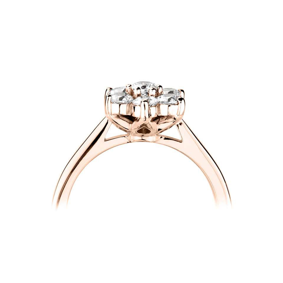 18ct Rose Gold Seven Stone Cluster Diamond Ring