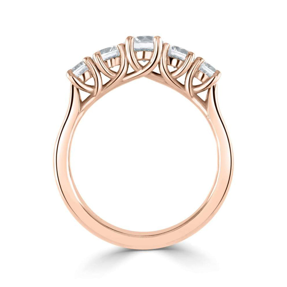 18ct Rose Gold Five Stone Claw Set Diamond Ring