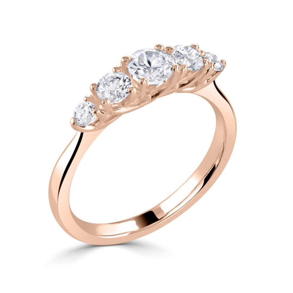 18ct Rose Gold Five Stone Claw Set Diamond Ring