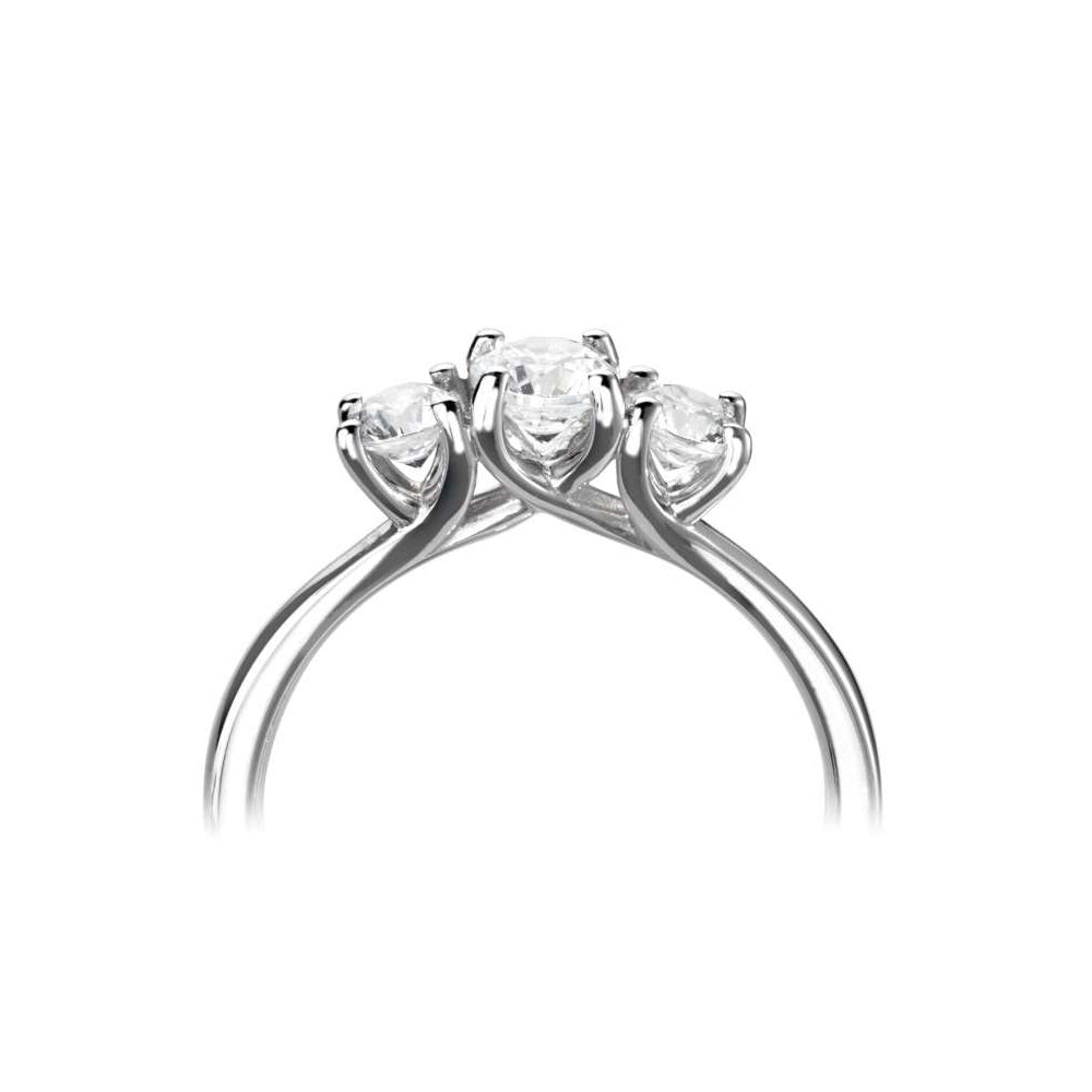 18ct White Gold Three Stone Four Claw Diamond Ring