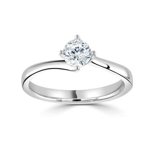 18ct White Gold Four Claw Solitaire Diamond Ring
