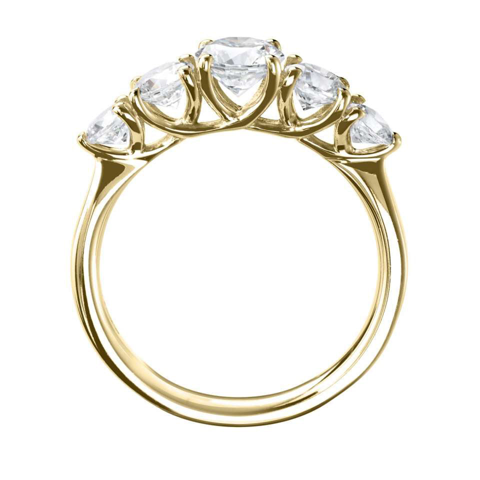 18ct Yellow Gold Five Stone Claw Set Diamond Ring