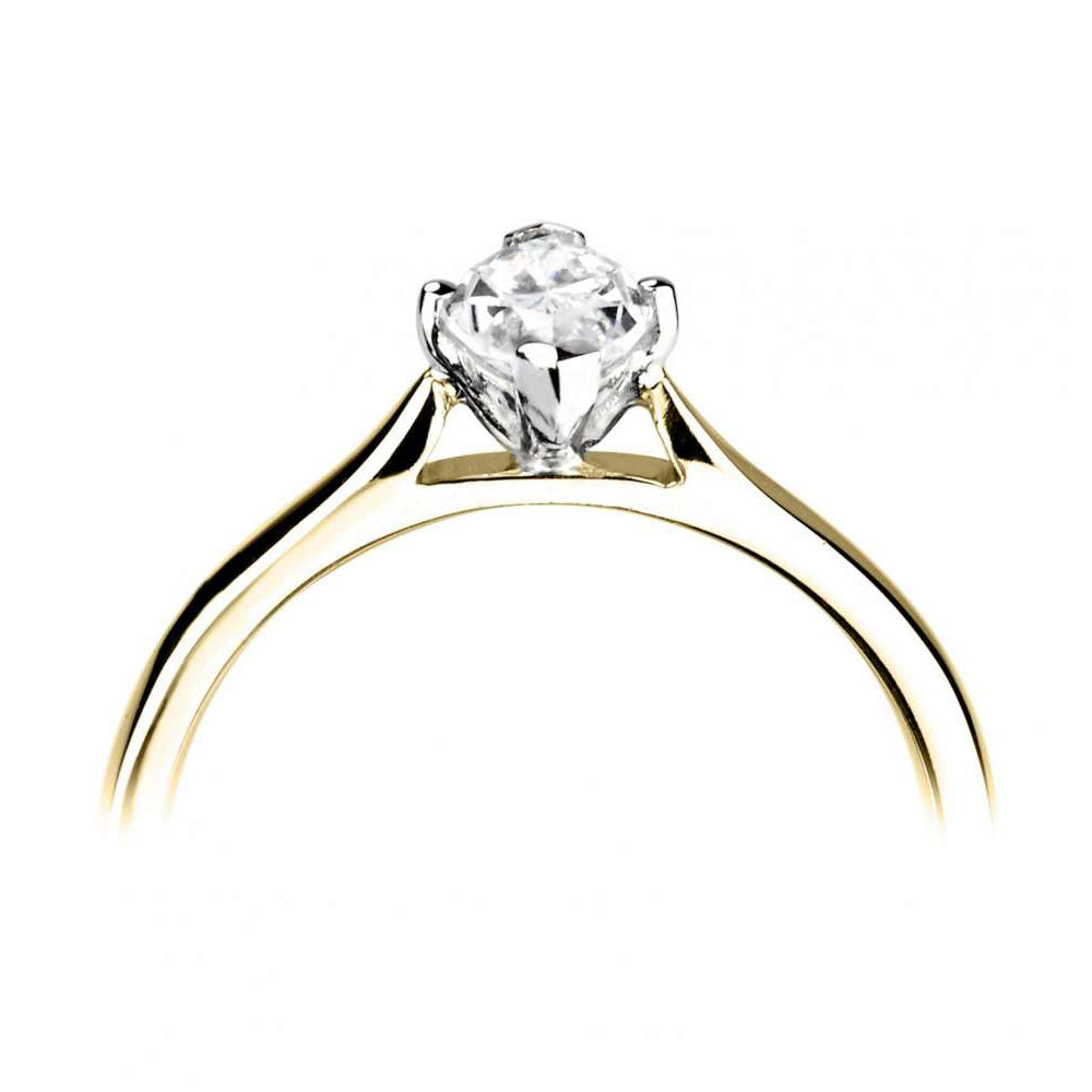 18ct Yellow Gold And Platinum Marquise Cut Four Claw Solitaire Diamond Ring
