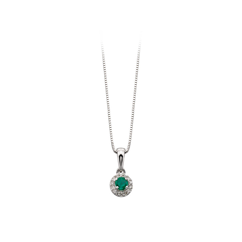 9ct White Gold Emerald And Diamond Set Pendant