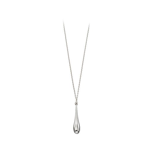 9ct White Gold Fixed Teardrop Necklace