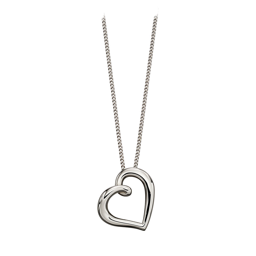 9ct White Gold Twirly Heart Pendant