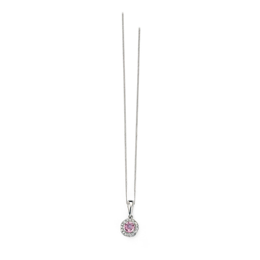 9ct White Gold Sapphire And Diamond Round Pendant