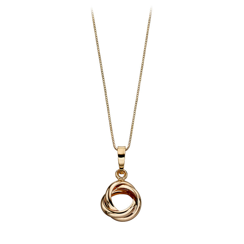 9ct Yellow Gold Open Circle, Knot Pendant