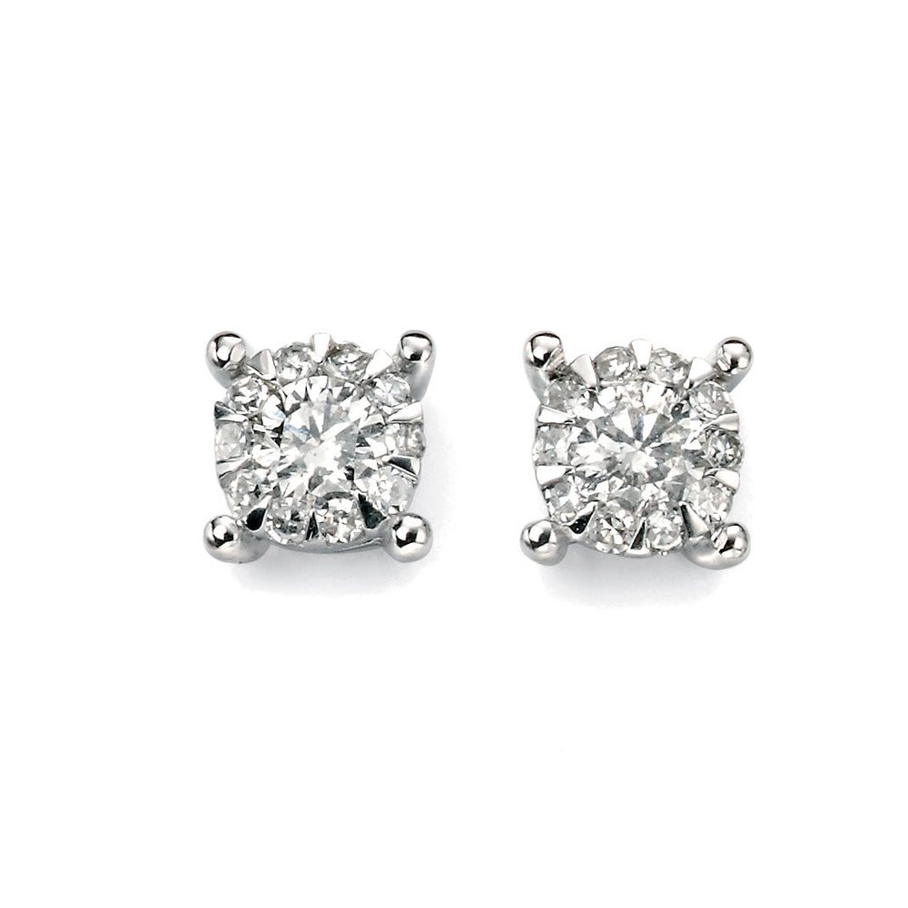 9ct White Gold Diamond Set Earrings