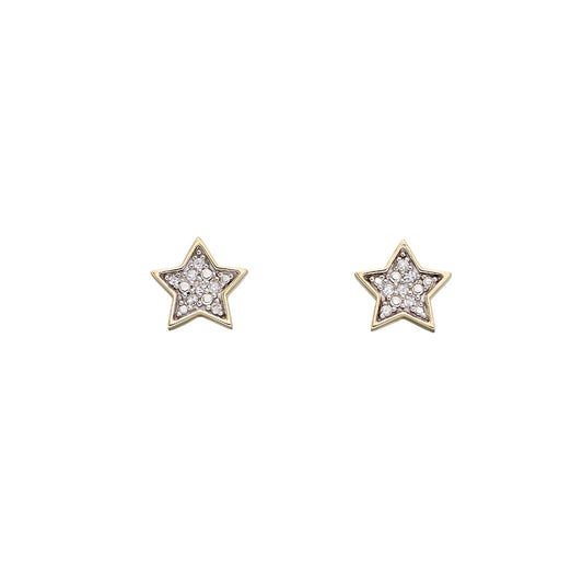 9ct Yellow Gold Diamond Set Earrings