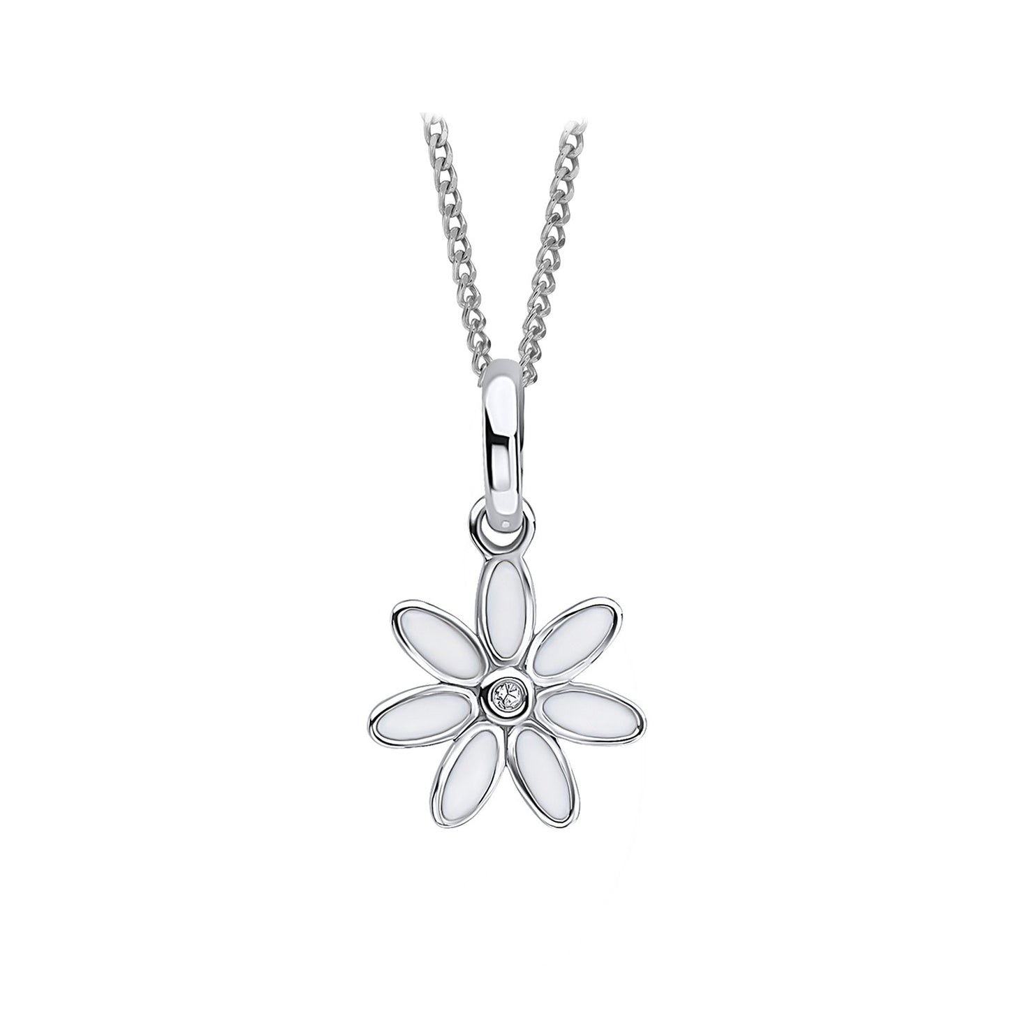 Sterling Silver Diamond Set Flower Pendant