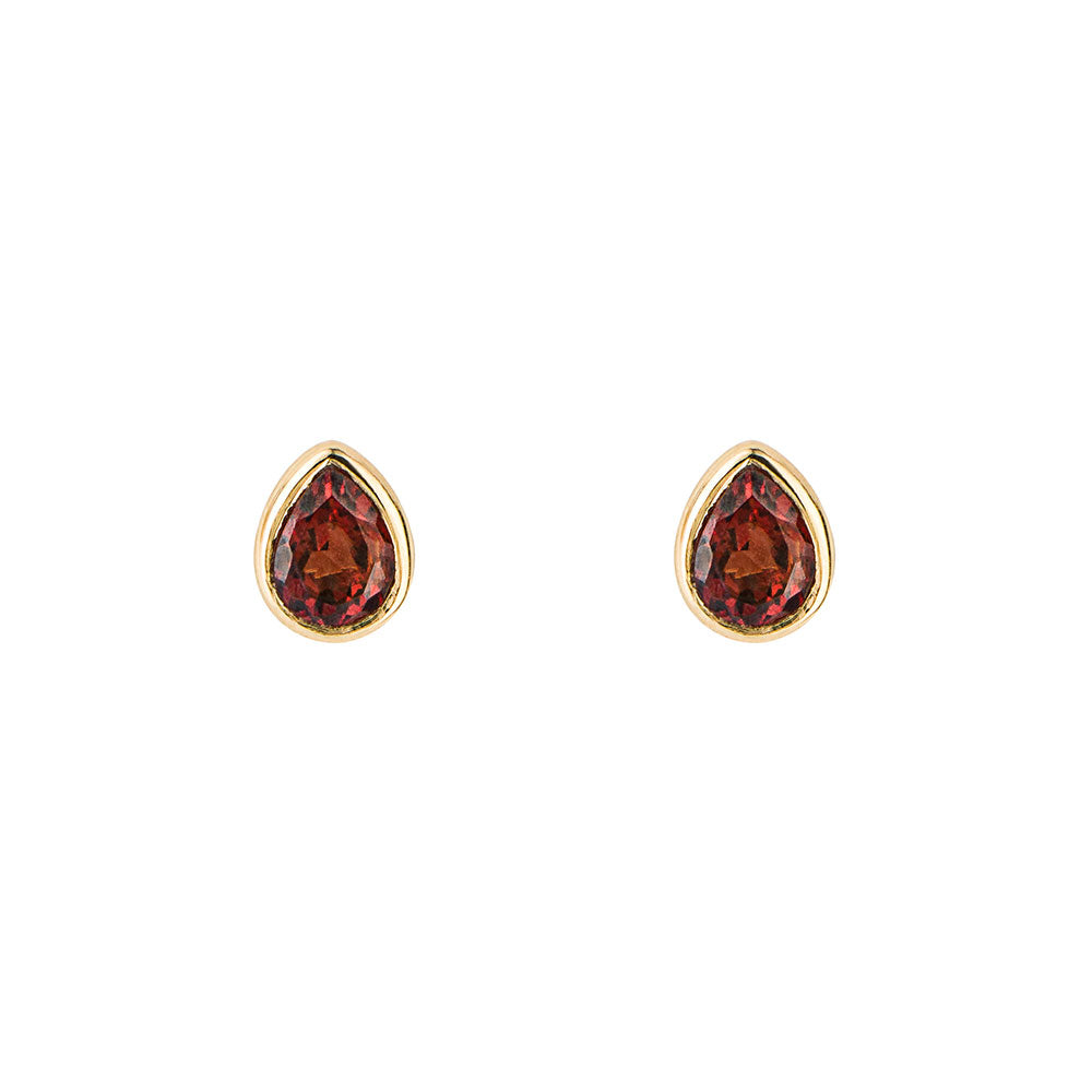 Teardrop Garnet Set Earrings In Sterling Silver