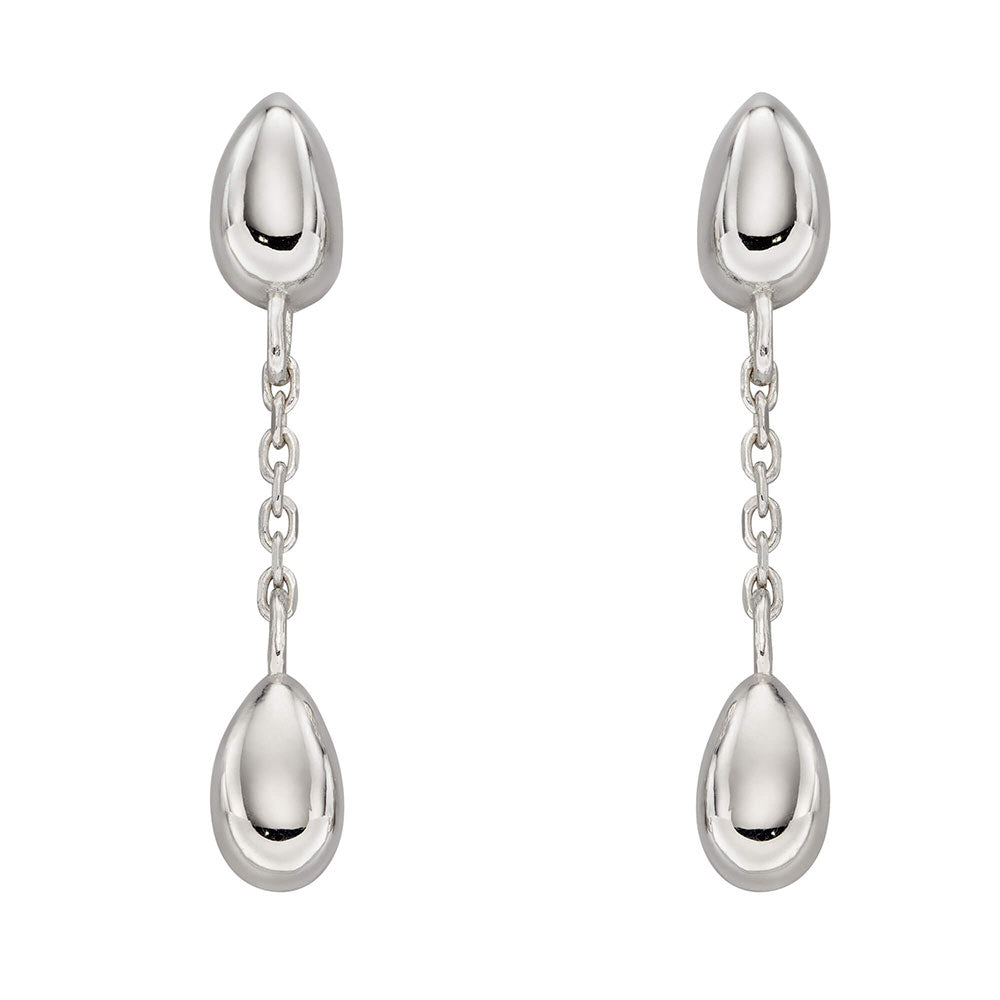 Small Teardrop Dropper Earrings In Sterling Silver
