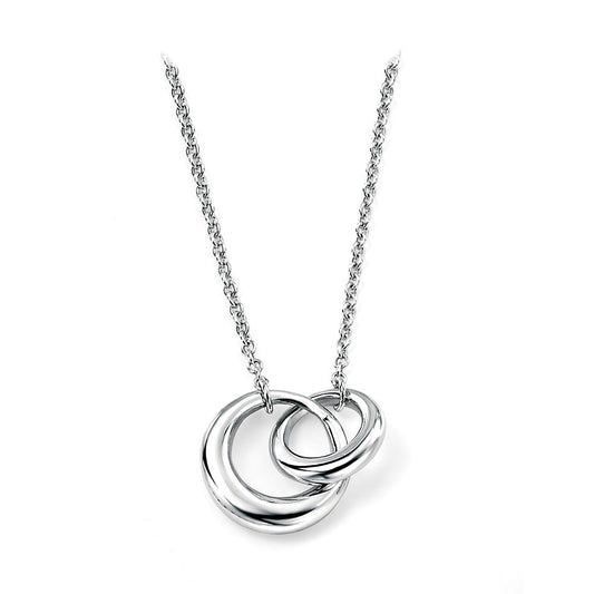 Double Ring Necklace In Sterling Silver