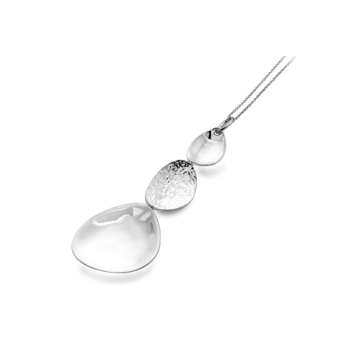 Silver Triple Pebble Drop Pendant