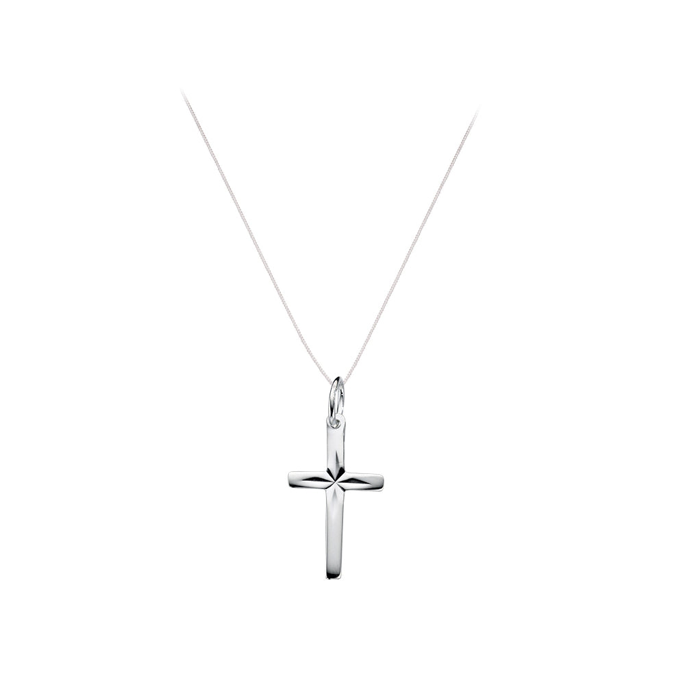 Diamond Cut Cross Pendant In Sterling Silver