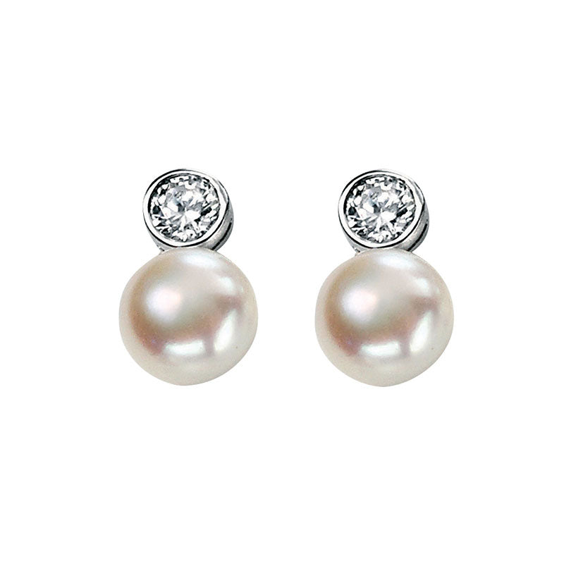 Cubic Zirconia And Freshwater Pearl Earring