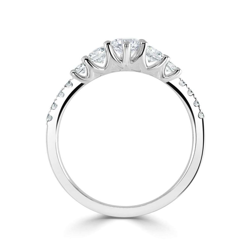 18ct White Gold Multi Stone Claw Set Diamond Ring