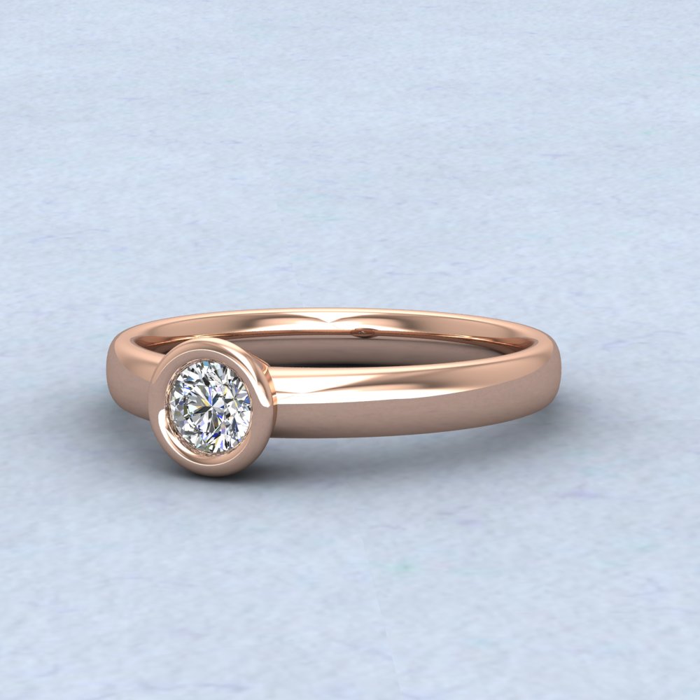 18ct Rose Gold Slim Halo Diamond Solitaire Ring