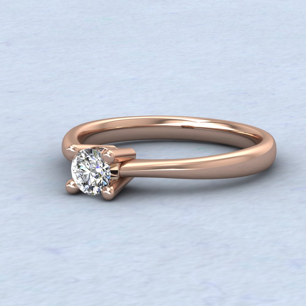 18ct Rose Gold Diamond Set Classic Four Claw Ring