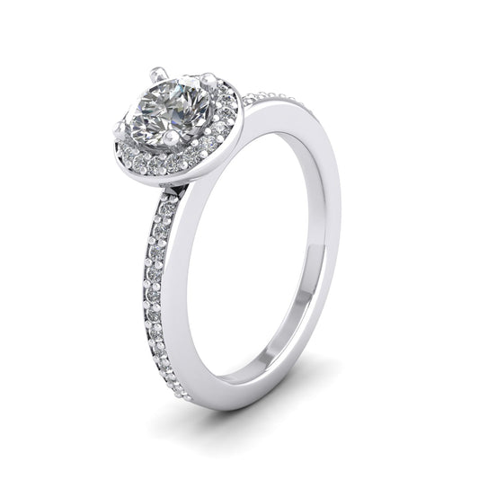 18ct White Gold Halo Diamond Set Ring