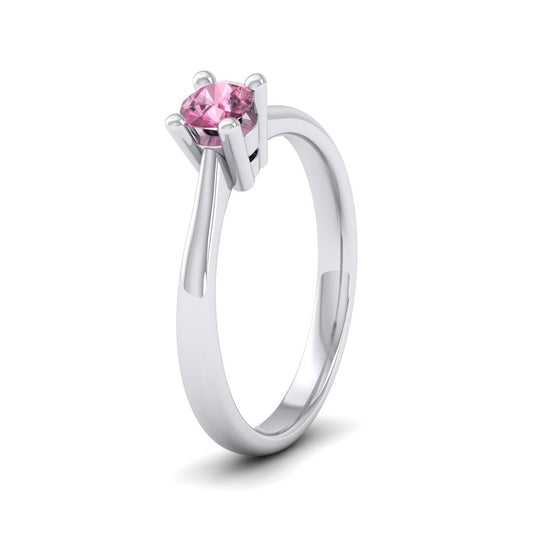 9ct White Gold Pink Sapphire Set Classic Four Claw Ring