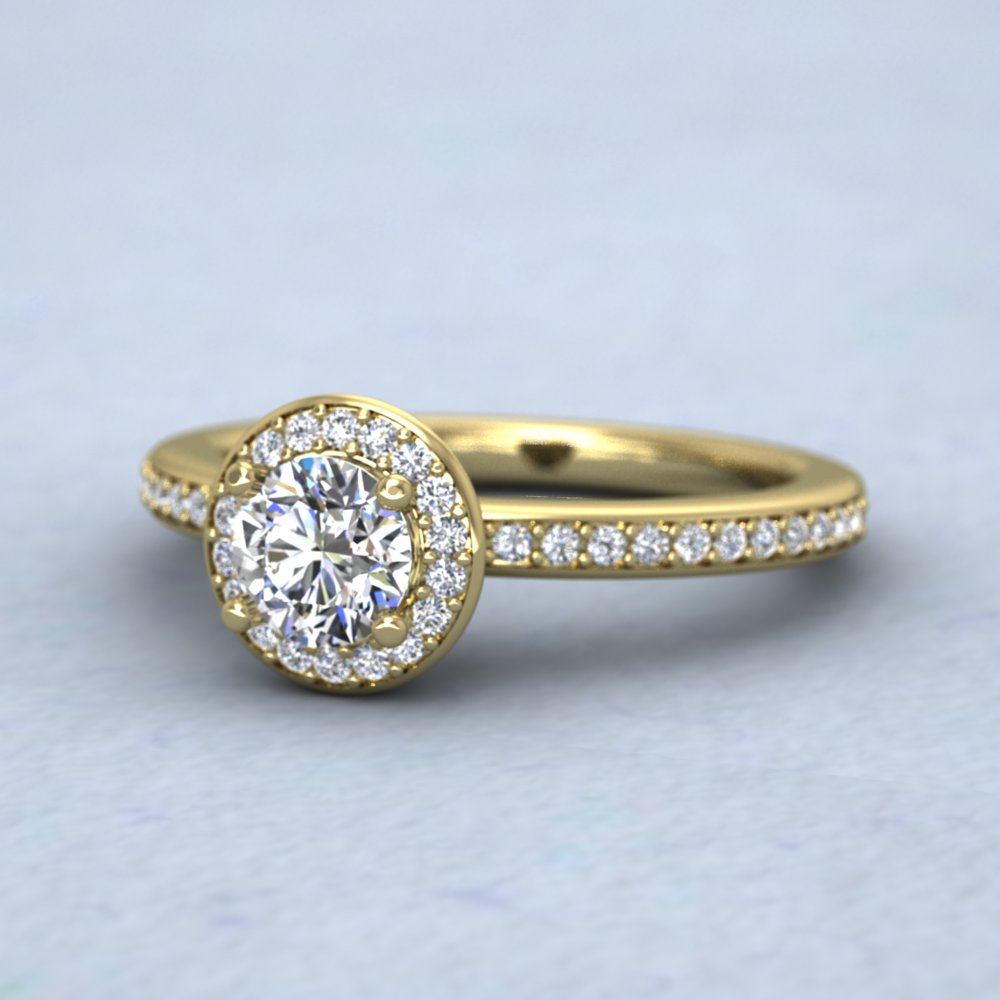 9ct Yellow Gold Halo Diamond Set Ring