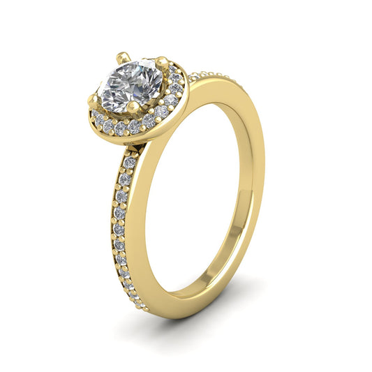 9ct Yellow Gold Halo Diamond Set Ring